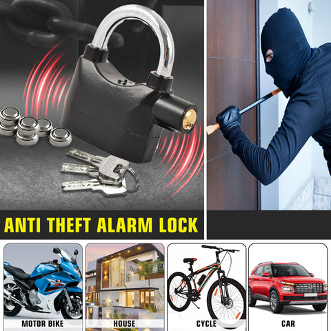 ( FREE HOME DELIVERY ) Alarm Lock Padlock Anti-Theft Security System Door Safety Lock (Black)